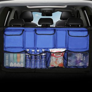 Car Organizer Auto Stowing Tidying Multi Hanging Nets Pocket Trunk Storage Bag Rear Seat Back Interior Camping Accessories