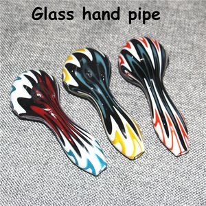 Ny ankomst Pyrex Oil Burner Pipe Spoon Glass Handpipe Rökning Tobak Torka Herb Pipes för Silicone Bong Bubbler