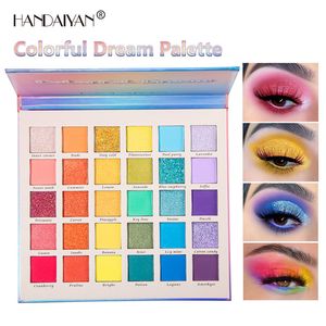 HANDAIYAN 30 Colors Glitter Eye Shadow Palette Colorful Dream Pigmented Shimmer Powder Matte Luminous Eyes Makeup Set