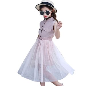 Kids meninas roupas conjunto vestido sólido + saia de malha menina menina adolescente crianças 6 8 10 12 13 14 ano 210527