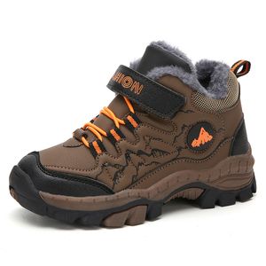 Çocuklar Ayakkabı Kış Açık Yürüyüş Sıcak Kadife Su Geçirmez Çizmeler TPR Şok Emme Trekking Erkek Çocuk Ayakkabı Koşu Sneakers 210303