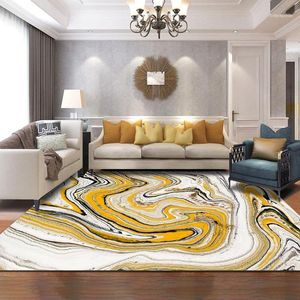 Tapetes modernos abstratos Arte Área Tapetes Aquarela Amarelo Branco Mármore Tapete e Tapete Sala de Living Quarto Bedside Sofa Mats1