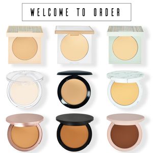 8 Colors Neutral logo-free powder compact oil control and makeup Face compacts repair pressed powders pink black rose gold box free ship 12pcs