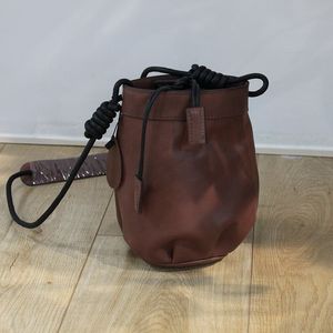 High quality leather women's handbag summer simple casual bucket bag thin shoulder strap strap cross-body purse