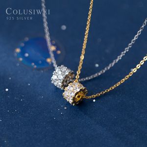 Colusiwei bländande klart CZ-kedjehalsband för kvinnor Guldfärg 925 Sterling Silver Luxury Wedding Engagement Statement Smycken Q0531