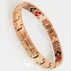 Link, Cadeia dos homens Rose Gold Aço Inoxidável Braceletes Masuline Golden Health Care 4 em 1 Pulseira Feminina Feminina Armband Masculino Jóias Senhoras Presentes