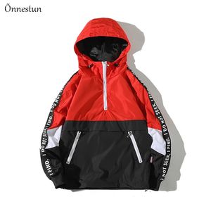 Onnestun Hip Hop Pullover Jacket Men Fashion Tracksuit Casual Coat Windbreaker Streetwear Loose Hooded Jackets 210811