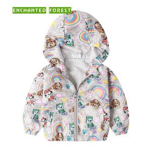 어린이 재킷 봄과 가을 어린이 의류 소년 공룡 후드 겉옷 만화 windproof 코트 211011