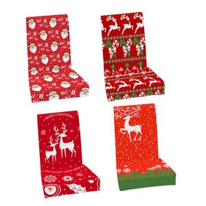 Stuhlabdeckungen Style4 Frohe Weihnachten Abdeckung Esszimmer Stretch Protector Waschbare Tuchjahr Schönheit dekorative Verzierung