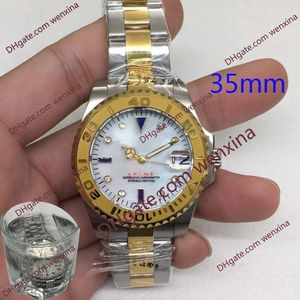 Högkvalitativ 35mm Diamond Watch Vit Montre de Luxe Mekanisk Automatisk 2813 Rostfritt Stål Vattentäta Kvinnor Klockor