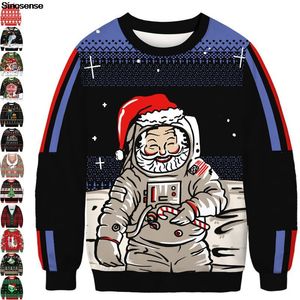 メンズセーター醜いクリスマスセーター面白い宇宙飛行士サンタ男性女性ホリデークリスマスジャンパートップスカップルプルオーバースウェットシャツ