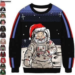 Mäns Tröjor Ugly Christmas Sweater Rolig Astronaut Santa Män Kvinnor Holiday Xmas Jumpers Tops Par Pullover Sweatshirt