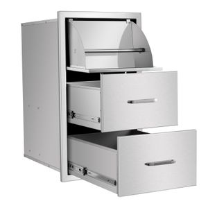 W17" x H30"x D21" Outdoor Kitchen Stainless Steel 304 BBQ Island Drawer Triple Access Drawer on Sale