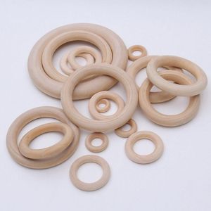 2021 Natural Color Wood Teething Beads Wooden Ring Beads Baby Teether DIY Kids Jewelry Toss Games 15 20 25 30 35 50mm