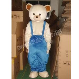 Halloween azul calças urso mascote traje de alta qualidade cartoon pelúcia animal anime tema caráter adulto tamanho Natal carnaval festival fantasia vestido