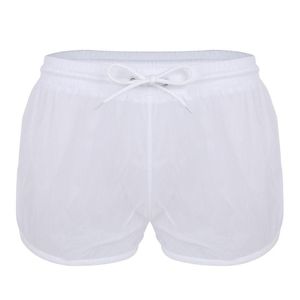 Mäns shorts män sexiga se genom rena underkläder manliga dragsko boxer gay trosor casual lösa underbyxor badkläder
