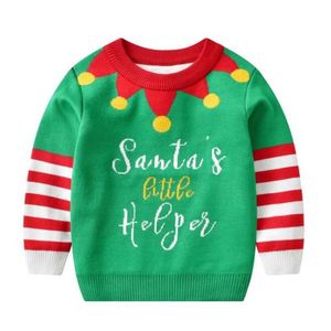 Jul Baby Kids Boys Girls Pullover Barntröjor Baby Kids Boys Girls Långärmad Brev Skriv ut Stickad tröja Y1024