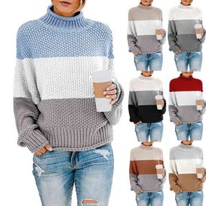 Turtleneck Swetry Kobiety Jesień Zima 2021 Casual Skoczkami Kobiet Kolor Dopasowywanie Bardzo Oversize Swetry Ciepłe Twist Knitted Pullover Y1110