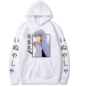 Anime Hoodie InuYasha Sesshomaru Long Sleeve Loose Hip Hop Fashion Manand Woman Cloth Y0804