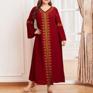 Wholesale womens red dress shirts for sale - Group buy Ethnic Clothing Muslim Fashion Women Red Dress Arabic Dubai Long Sleeve V neck Casual Blouse Abaya Loose Oversize Shirt Dresses Robes