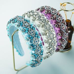 Luxury Color Crystal Headband Gorgeous Hand Made Sparkly Rhinestone Padded Sponge Hairband Girls Jewelry