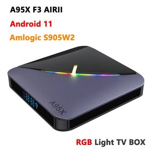 Caixa de TV Smart Android A95x F3 Air II Android 11 amlogic S905Y4 5G WiFi 4K 60FPS 3D BT5.0 RGB Light TVBox HD Media Playe 2G 16G 16G
