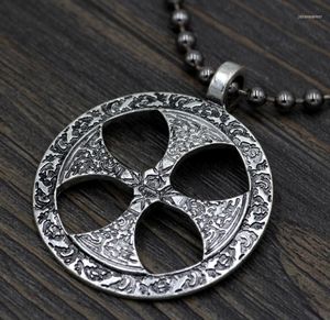 Cadenas De Peltre al por mayor-Cadenas Viking Antiguo Nudo Celtic Cross Pewter Colgante Religiou Necklace Irlandés1