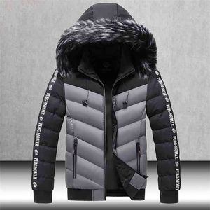 Winter Jacket Men Fur Collar Hooded Thick Warm Cotton Outwear Man Patchwork Parka and Coats Windbreaker Parkas Male M-5XL 210910