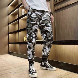 Nova Primavera e Outono Camuflagem Calças Casuais Homens Oversized Macacão Moda Loose Coreano Boys 'Calças M-8XL Calças H1223