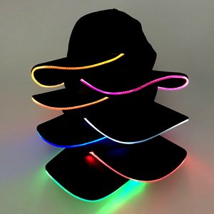 LED Washall Cap Czysta Bawełna Luminous Bar Decoration Casual Hat Mężczyźni i Kobiety Outdoor Peaked Cap