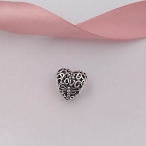 Autentisk 925 Sterling Silver Jewelry Heart Pärlor Löfte om Spring Charm Charms Fits European Pandora Style Jewellry Bracelets Halsband 797046