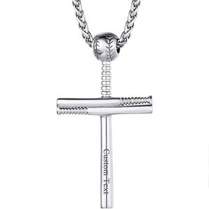 Pendant Necklaces Goldchic Baseball Bat Cross Necklace Stainless Steel Men Women Jewelry Sport Fan Chain Christmas Birthday Gift