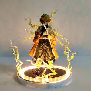 Demon Slayer Action Anime Figurer Kimetsu no Yaiba Agatsuma Zenitsu Night Lights Led Set Statyett Modell Leksaker för barn Modell C0220