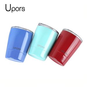 Upsor 8oz Tumbler Rostfritt Stål Kaffe Kopp Dubbel Vakuum Isolerad Tea Cup med Lock Travel Mug Yerba Mate Gourd 210804