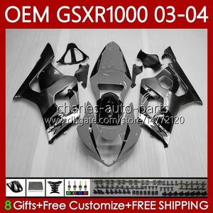 OEM Bodys for SUZUKI GSXR1000 K3 GSXR 1000 CC 03-04 Bodywork 67No.120 GSXR-1000 K3 GSX R1000 2003 2004 GSX-R1000 1000CC 03 04 Fabricação de Molde de Injeção 100% Fit Cinza Prata