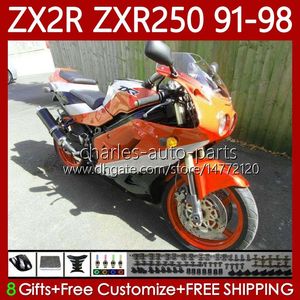 طقم الجسم Kawasaki Ninja ZXR-250 ZX 2R 2 R RR250 ZXR 250 ZXR250 Orange Black 1991 1992 1993 1994 1995 1996 1997 1998 85NO.74 ZX-R250 ZX-2R ZX2R 91 92 93 94 95 96 97 98 Fairing