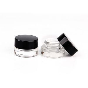 5g Clear Glass Jars, locket på svart skönhetflaska Mask Cream Container Små provburkkapacitet