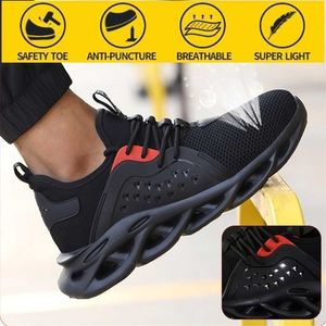 Sapatos de segurança de desgaste respirável para ajudar os homens em botas de trabalho anti-esmagantes casuais para treinamento 211217