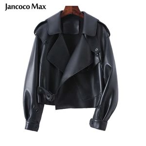 Пальто из овчины для женщин кожаная куртка зимняя весна мото-байкер подлинное высокое качество черный S7547 210909