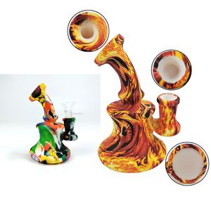 Narghilè 5 pollici mini Bong in silicone Stampa a colori Tubi per l'acqua portatili Bong riciclatori rimovibili DAB RIG per tipo senza fumatore