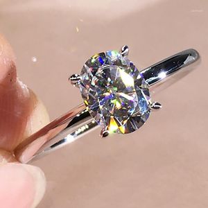 Klusterringar 10K Au417 Vitguld Kvinnor Ring Moissanite diamanter 1 2 3 4 5 Oval Elegant Bröllopsfest Förlovningsår