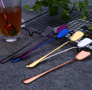 100 pcs Colorido Metal Long Handle Spoon Shovel Projeto Pvd Banhado Aço Inoxidável De Ouro De Ouro Coleções 7 Cores Disponíveis Sn2580