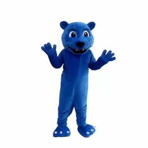 Halloween blå panther maskot kostym högkvalitativ tecknad plysch djur anime tema tecken Vuxen storlek jul karneval festival fancy klänning