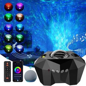 Galaxy Starry Sky Aurora Moon Star Projector Laser LED Night Lighting Ocean Wave Projector Colorful Bluetooth-Compatible Music