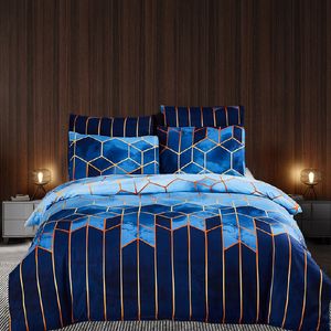 Ekose Geometrik Yaldızlı Nevresim Seti Nordic 240x220 Kral Yatak Setleri Yorgan Yatak Seti Kraliçe Polyester Kapakları (Yok Yatak)