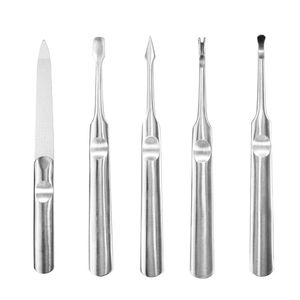 1 sztuk Profesjonalny bufor do paznokci ze stali nierdzewnej Metalowa Podwójna szlifierka bliczeniowe Manicure Pedicure Scrub Cuticle Pusher Pieździek Sztuki Gruby