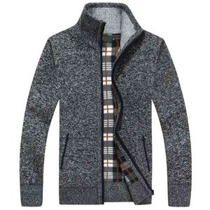 Autumn Winter Men Sweater Warm Cashmere Wool Zipper Cardigan Men Coat Dress Casual Knitwear Male Clothes 210909