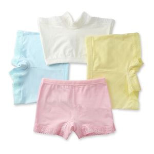 6 Teile/los Baumwolle Spitze Hosen Kinder Unterwäsche Mädchen Sicherheit Candy Farbe Solide Vier Shorts ATNN0070 211122