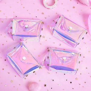 젤리 컬러 소녀 투명 레이저 귀여운 미니 스퀘어 코인 지갑