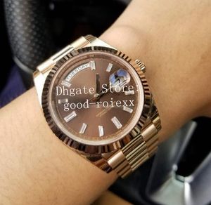 10 styl męski różowe złoto brązowy prostokąt kryształowa tarcza BP fabryka automatyczna 2813 azjatycki męski zegarek czas dzień data 228235 diament 218235 zegarki